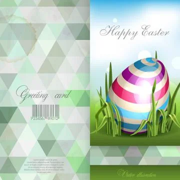Easter Background With Eggs In Grass. Greeting Card Design, Template. East... Foto stock