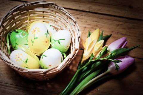 Easter background with eggs Stock Photos