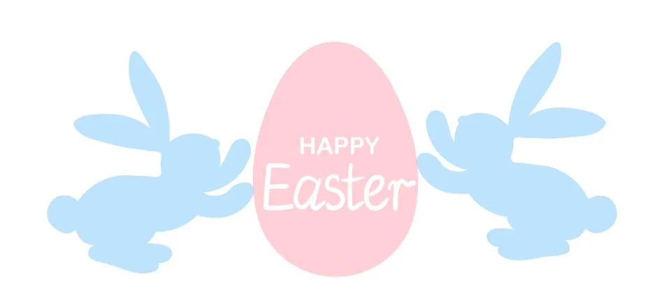 Easter background with eggs, rabbit. Happy Easter banner. Template design for Stock Illustration