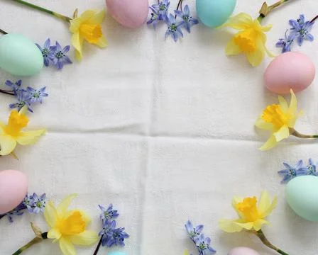 Easter background with empty space for your text. view from above. Stock-Fotos