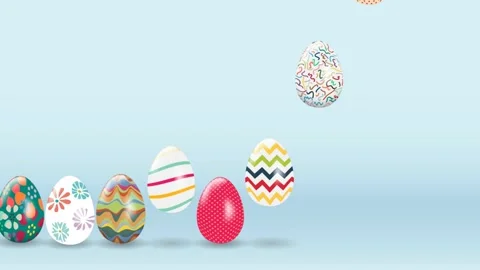 Easter background with falling eggs. Animated illustration Stock Footage 147841817