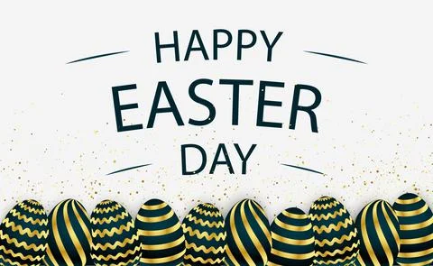 Easter background with festive black and gold eggs - Vector Stock Illustration