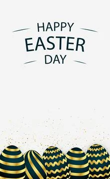 Easter background with festive black and gold eggs - Vector Stock Illustration