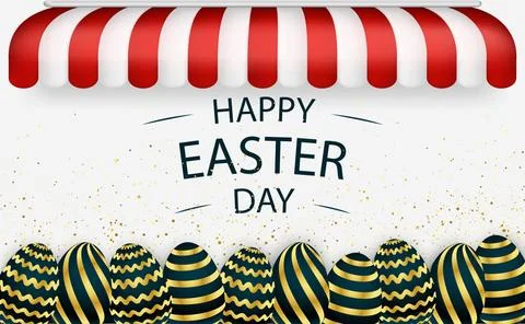Easter background with festive black and gold eggs - Vector Easter backgro... Stock Photos