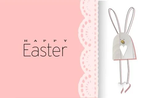 Easter background. Festive design composition top view. bunnies. Lace decorat Illustrazione stock