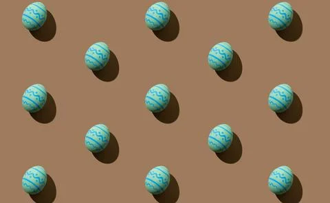 Easter background festive pattern blue eggs brown Stock Photos