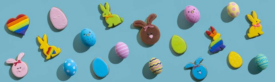 Easter background festive pattern bunny egg blue 스톡 사진