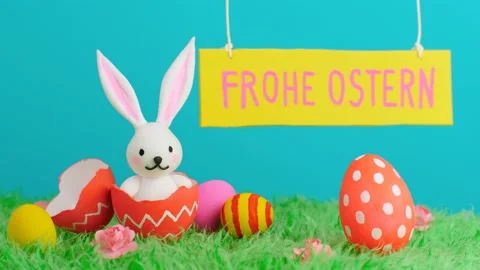 Easter background on German, Frohe Ostern Stock Footage
