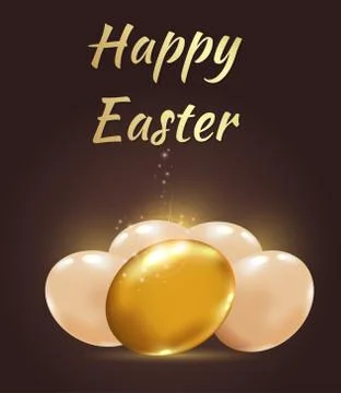 Easter background with golden eggs Stock Illustration