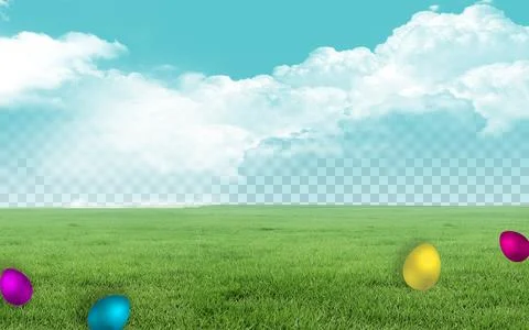 Easter background green grass and colored eggs Stock Illustration
