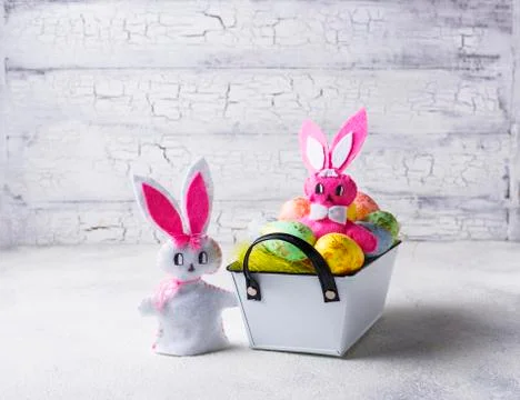 Easter background with handmade bunny Foto stock