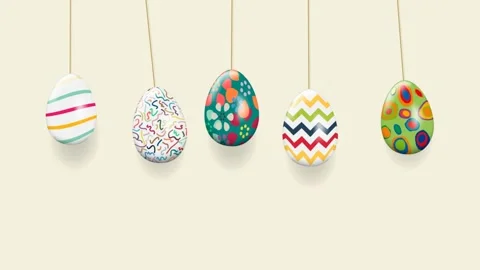 Easter background with hanging and swinging eggs. Animated illustration Stock Footage 146939575