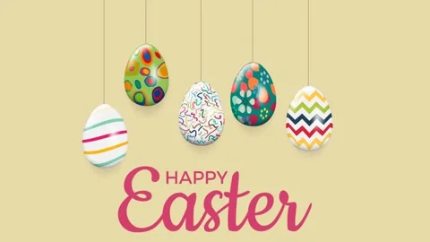 Easter background with hanging eggs. Animated illustration Stock Footage 168964011