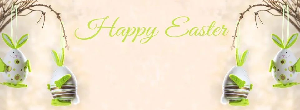 Easter background. Happy easter eggs on nest. Easter eggs. Multi-colored Ea.. Stock Photos