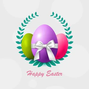 Easter background with holiday eggs and congratulations - Vector 스톡 일러스트