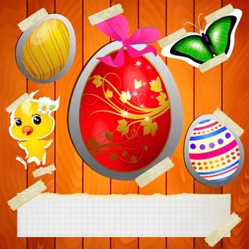 Easter background with paper elements Stock Illustration