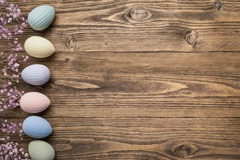 Easter background with pastel eggs Foto stock