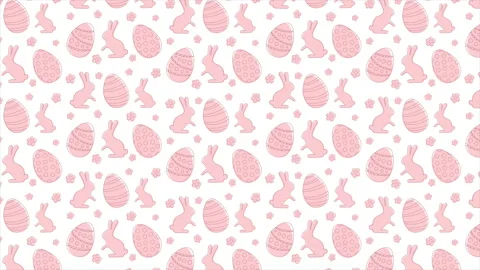 Easter background pattern with easter eggs, hares and flowers on a seamless loop Stock Footage 236563055