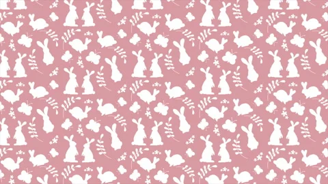Easter background pattern with hares and flowers on a seamless loop Stock Footage 236141125