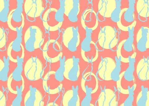 Easter Background Pattern Poster with rabbits and eggs. Elegant Holiday bac.. Stock Illustration