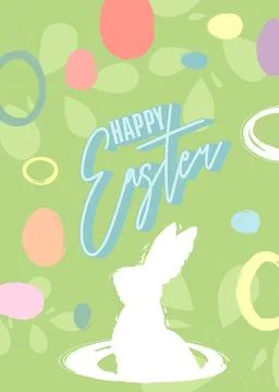 Easter Background Poster with rabbits and eggs. Elegant Holiday backdrop de.. 스톡 일러스트