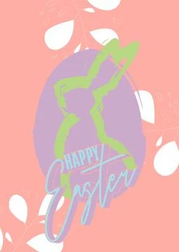 Easter Background Poster with rabbits and eggs. Elegant Holiday backdrop de.. 스톡 일러스트