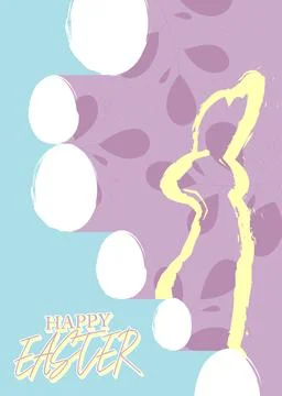 Easter Background Poster with rabbits and eggs. Elegant Holiday backdrop de.. 스톡 일러스트