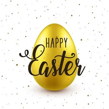 Easter background with realistic golden egg. Spring egg hunt. Happy holiday Stockillustratie