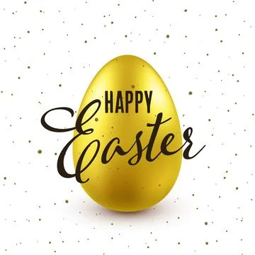 Easter background with realistic golden egg. Spring egg hunt. Happy holiday 스톡 일러스트