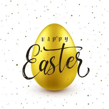Easter background with realistic golden egg. Spring egg hunt. Happy holiday 스톡 일러스트