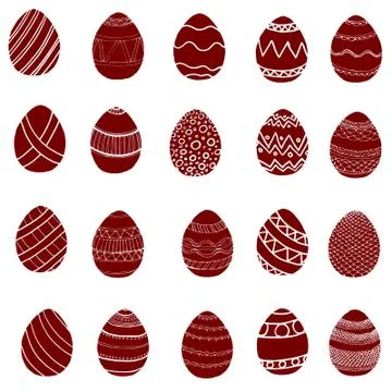 Easter background, red eggs with patterns isolated Stock Illustration