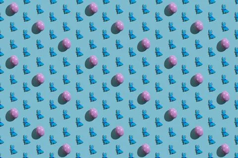 Easter background seamless pattern egg blue bunny Stock Photos