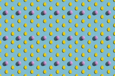 Easter background seamless pattern yellow egg blue Stock Photos