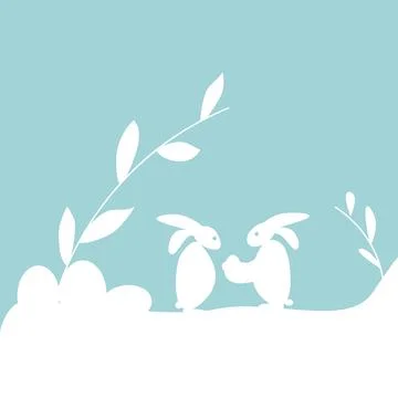 Easter Background with silhouette bunny simple easter background. Stock Illustration