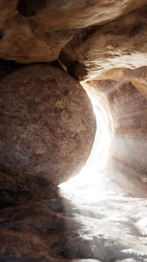 Easter Background. The Stone Is Rolling Away From Jesus' Tomb Vídeos de archivo 330393783