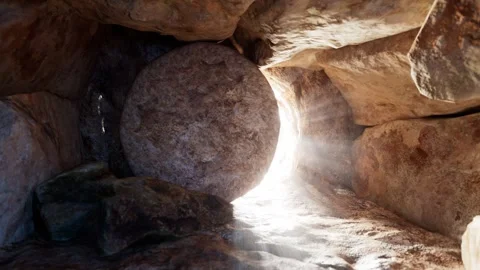 Easter Background. The Stone Is Rolling Away From Jesus' Tomb Stock Footage 330393796