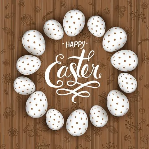 Easter background template with beautiful colorful spring flowers and eggs イラスト素材