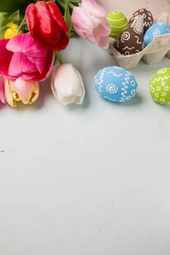 Easter background, top view with copy space Foto stock