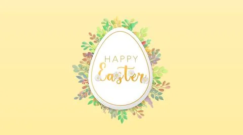 Easter Background. Trendy Easter design with typography, bunnies, flowers, e Stock Illustration
