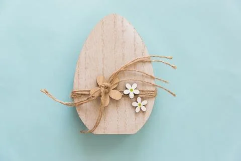 Easter background with wood egg. Stock Photos