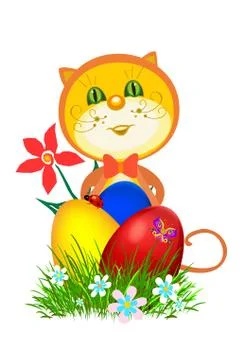 Easter background with yellow hangover and colorful eggs. Stock Illustration