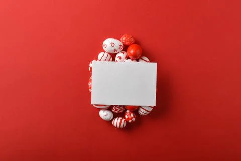 Easter backgrounds with a large egg and a blank sheet layout of Easter red Stock Photos