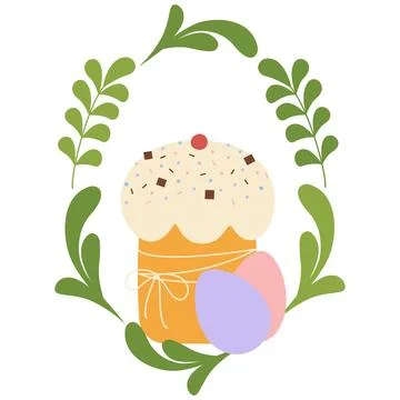 Easter bakery decorated chocolate and sprinkle and Easter Eggs with spring twigs Stock Illustration