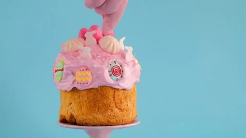 Easter baking. Easter cake decoration cooking process. Stock Footage 302992588