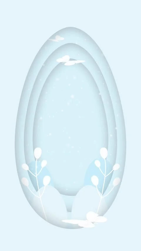 Easter banner in blue colors with eggs, butterflies and plant elements Stock Footage 305187452