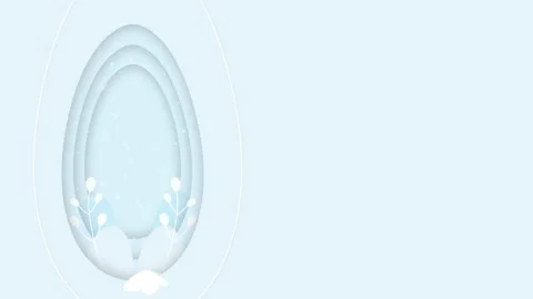 Easter banner in blue colors with eggs, white butterfly and plant elements Stock Footage 305665401