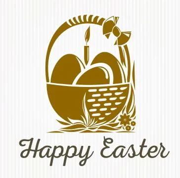 Easter banner design. Basket with Easter eggs Stock Illustration