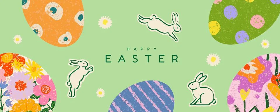 Easter banner design for website header, poster and greeting card. Hand dra.. Stock Illustration