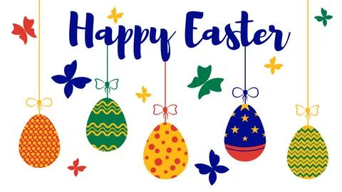 Easter banner. Easter eggs with butterflies. Happy Easter 库存插图