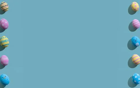 Easter banner festive frame painted eggs cute blue Foto stock